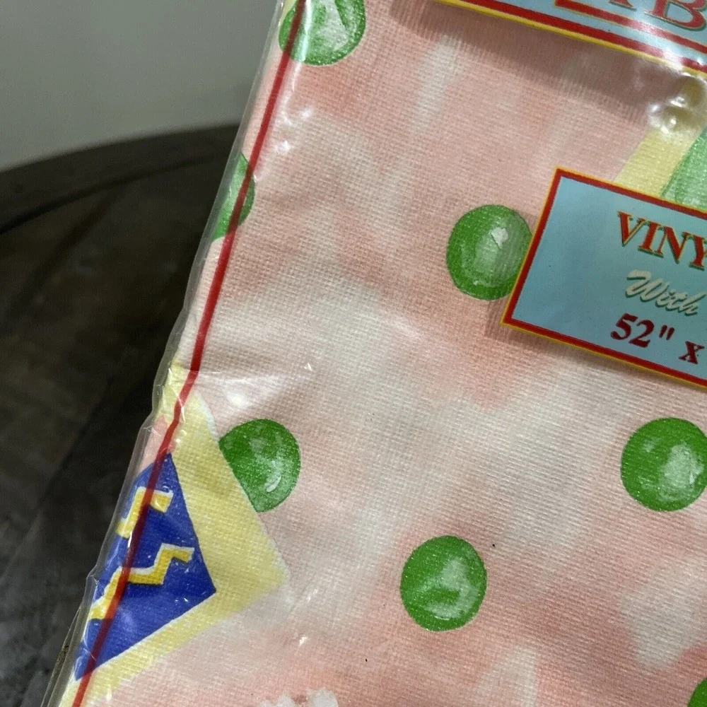 Vintage Pink Flower Retro Vinyl Tablecloth Flannel Backed 52 X 52 Best Home Dots